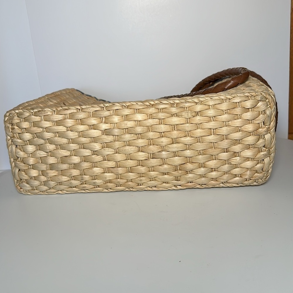 AVON 2005 BEACH used Straw Tote bag with blue dragonflies large shoulder - Picture 8 of 13